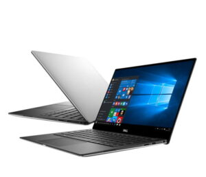 Dell XPS 13 w srebrnej obudowie, pokazany otwarty i zamknięty na białym tle
