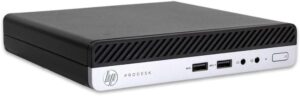 HP ProDesk 400 G5 Mini z przodu, z portami USB i gniazdami audio