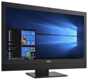 Komputer AIO Dell 7450 od przodu z ekranem, kamerą nad matrycą i podstawą