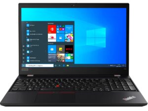 Lenovo ThinkPad T15 Gen 2 otwarty z ekranem Windows, klawiaturą numeryczną i TrackPointem