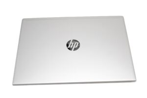 Srebrna klapa matrycy HP ProBook 450 455 G6 z logo HP od strony zewnętrznej