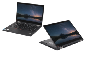 Lenovo ThinkPad X13 Yoga Gen 1 z otwartym ekranem w dwóch ustawieniach