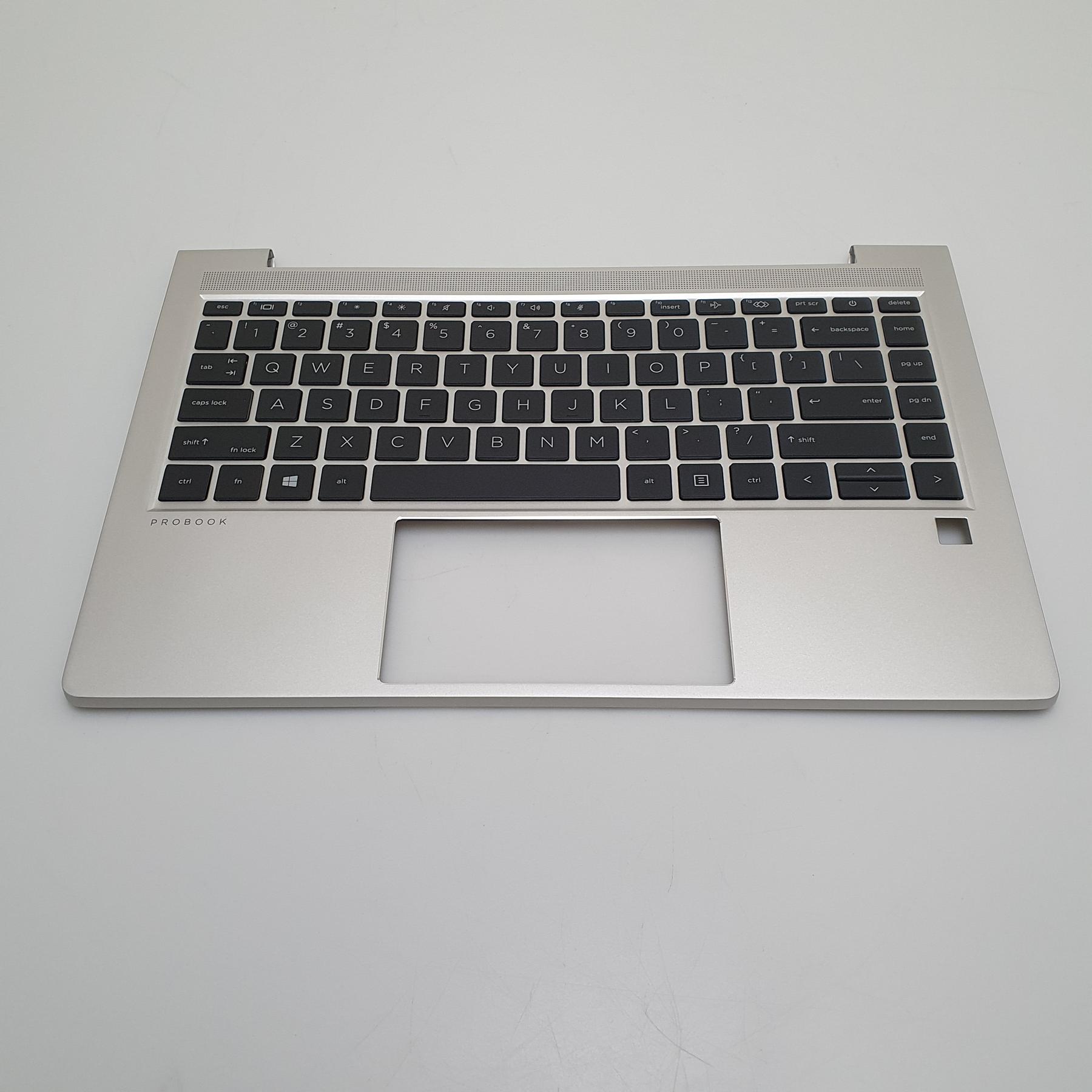 Nowy Palmrest + Klawiatura do HP Probook 440 445 G8 G9 640 G8 G9 2 Srebrny palmrest z czarną klawiaturą do HP ProBook, widok z przodu
