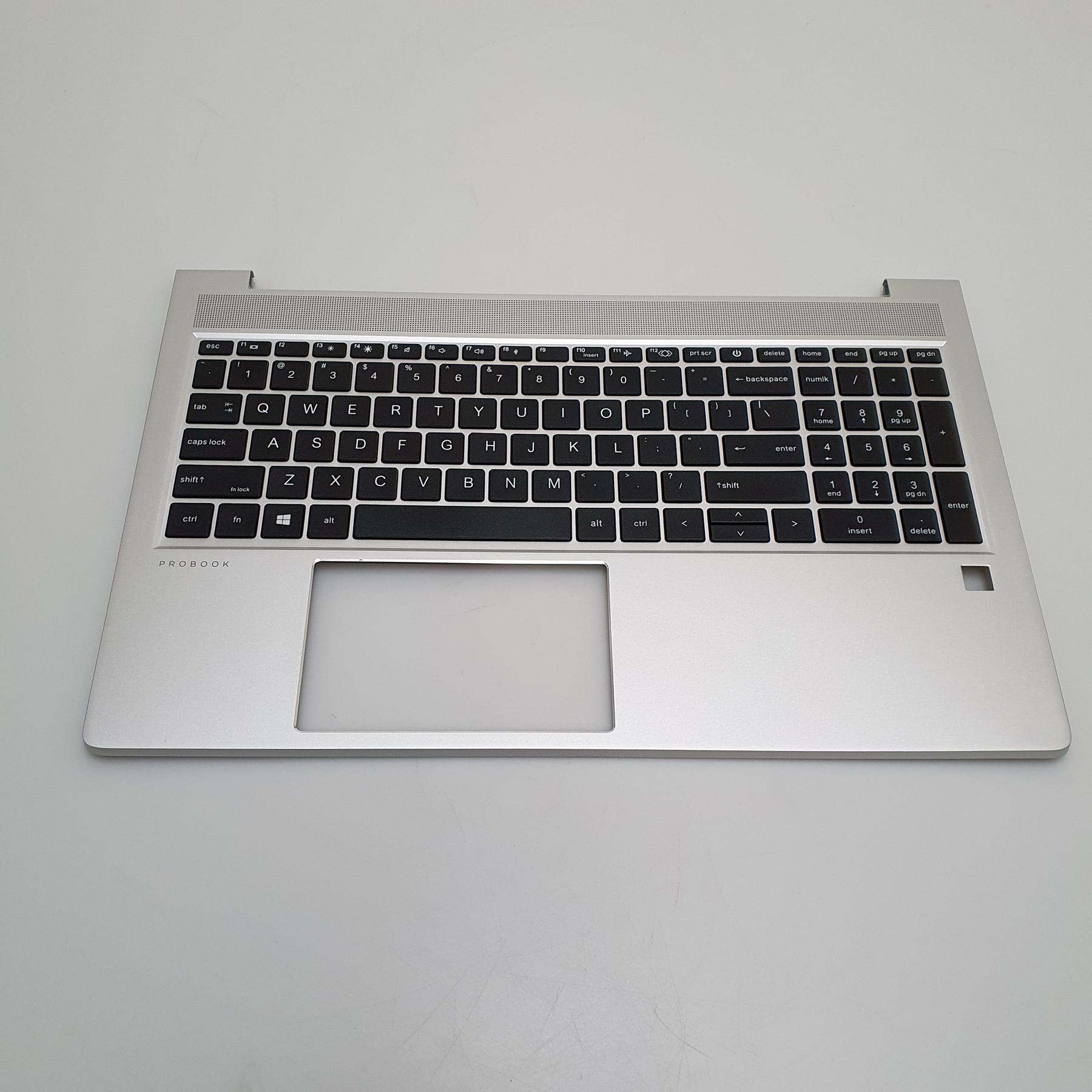 Nowy Palmrest + Klawiatura do HP Probook 450 455 G8 G9 650 G8 G9 2 Palmrest z czarną klawiaturą numeryczną do HP ProBook, widok z góry