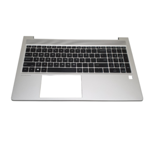 Srebrny palmrest do HP ProBook z czarną klawiaturą numeryczną i otworem na touchpad