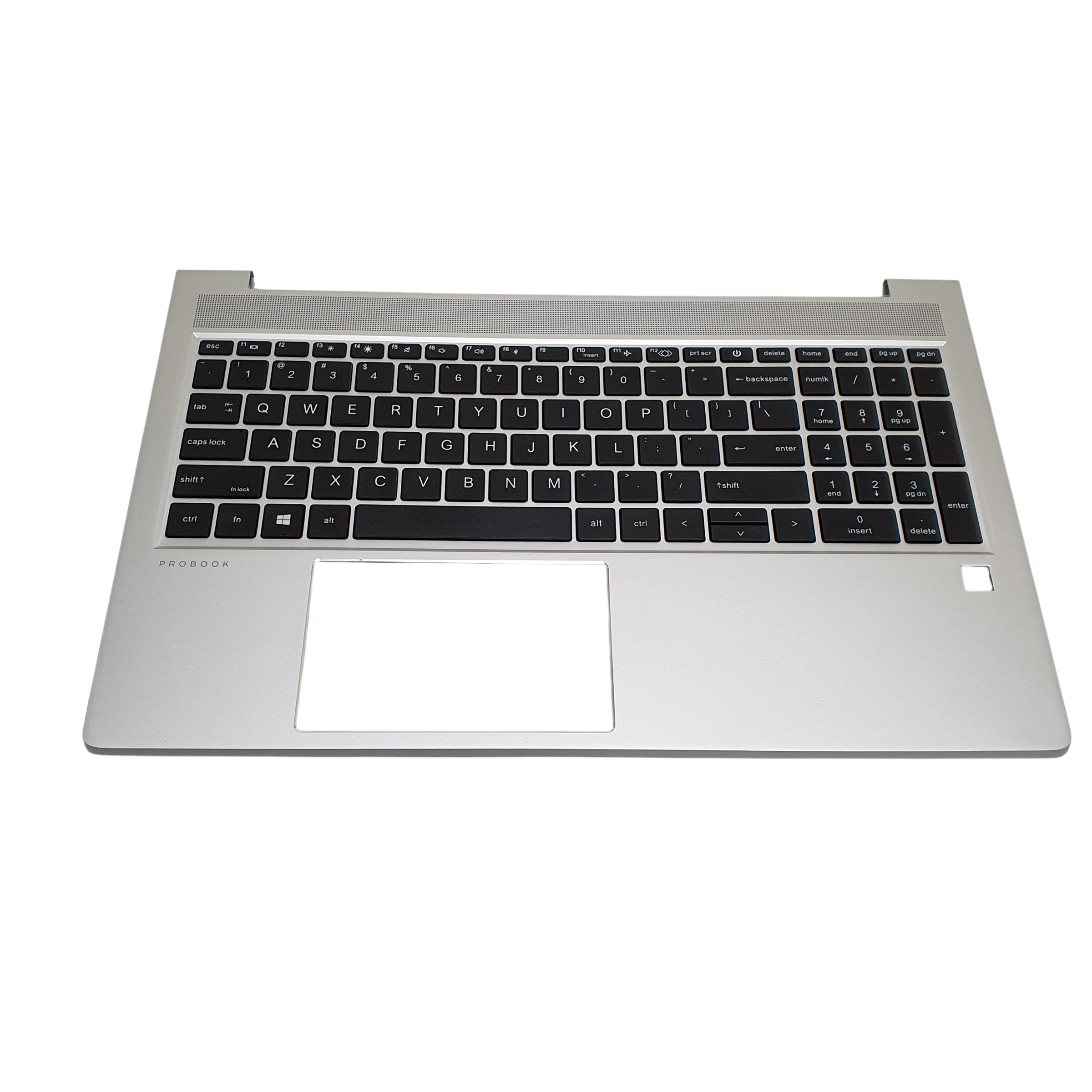 Nowy Palmrest + Klawiatura do HP Probook 450 455 G8 G9 650 G8 G9 1 Srebrny palmrest do HP ProBook z czarną klawiaturą numeryczną i otworem na touchpad