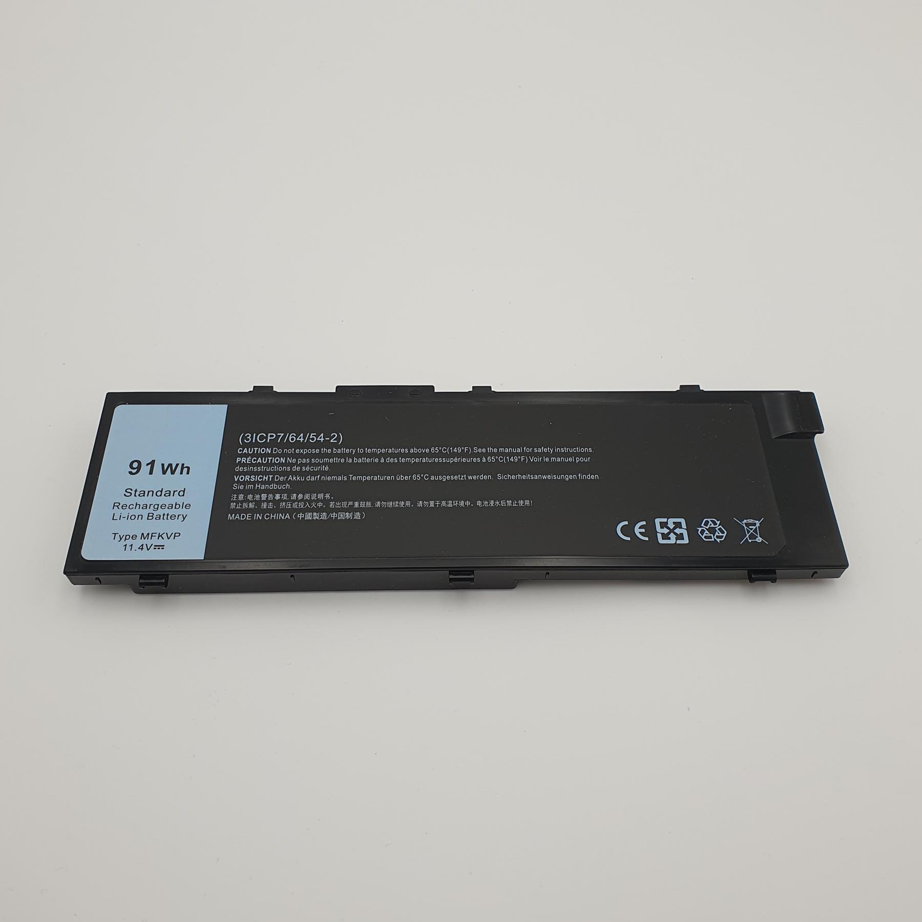 Bateria do Dell Precision 7510 7520 7710 7720 | MFKVP 5 Bateria MFKVP 91 Wh do Dell Precision, pełny widok od strony etykiety
