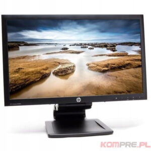 Monitor HP 2306X na podstawie, widok z przodu z krajobrazem na ekranie