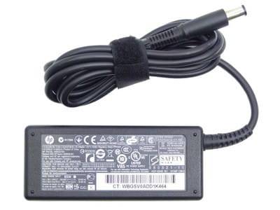 Zasilacz HP 19.5V 45W 2 Czarny zasilacz HP 45W ze zwiniętym przewodem i okrągłą wtyczką z pinem