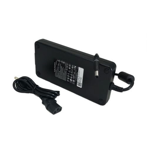 Zasilacz Dell Precision 19.5V 240W 3 Spodnia część czarnego zasilacza Dell Precision 240 W z przewodem sieciowym