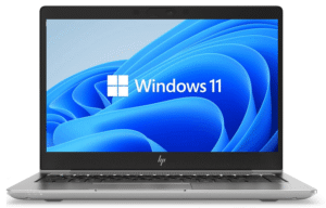 HP ZBook 14u G5 otwarty od przodu z ekranem Windows 11