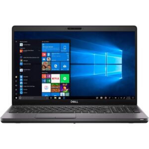Dell Latitude 5500 otwarty od przodu z ekranem Windows i klawiaturą numeryczną
