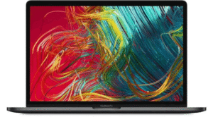 Apple MacBook Pro 15 A1707 otwarty od frontu z kolorową grafiką na ekranie