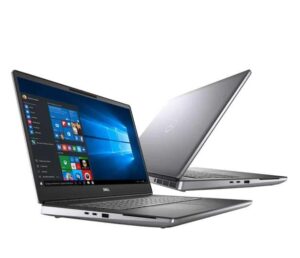 Dell Precision 7750 w trzech ujęciach: otwarty, zamknięty i widok z boku