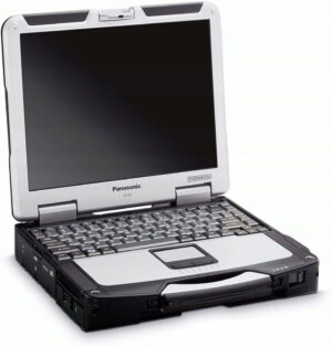 Panasonic Toughbook CF-31 MK5 otwarty, widok z przodu pod kątem, z ekranem, klawiaturą i touchpadem