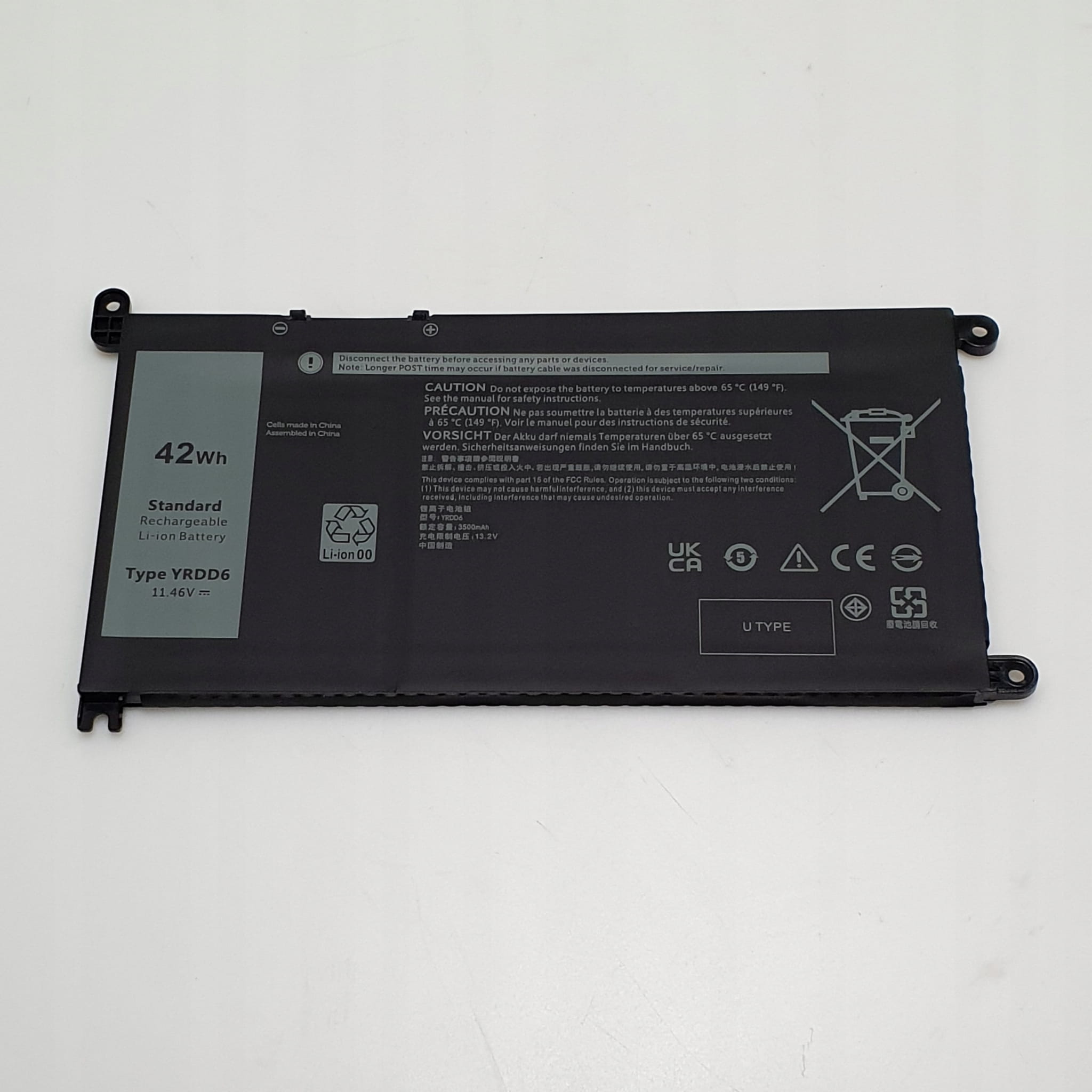 Bateria do Dell Latitude 3500 Vostro 5490 5590 Inspiron 5481 5482 | YRDD6 3 Bateria Dell YRDD6 42 Wh widoczna od strony etykiety