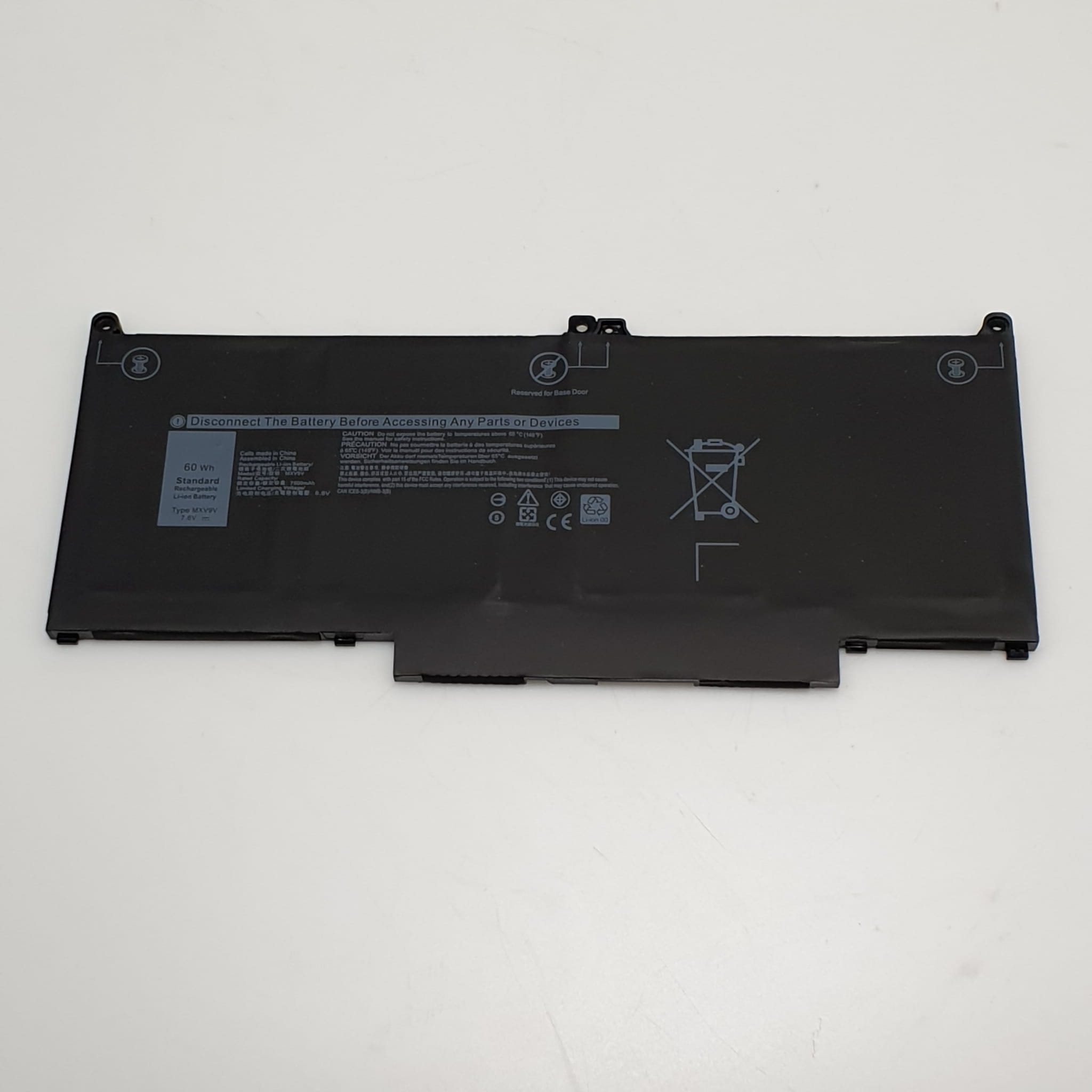 Bateria do Dell Latitude 5300 7300 7400 5310 | MXV9V 5 Bateria Dell MXV9V od strony etykiety na białym tle