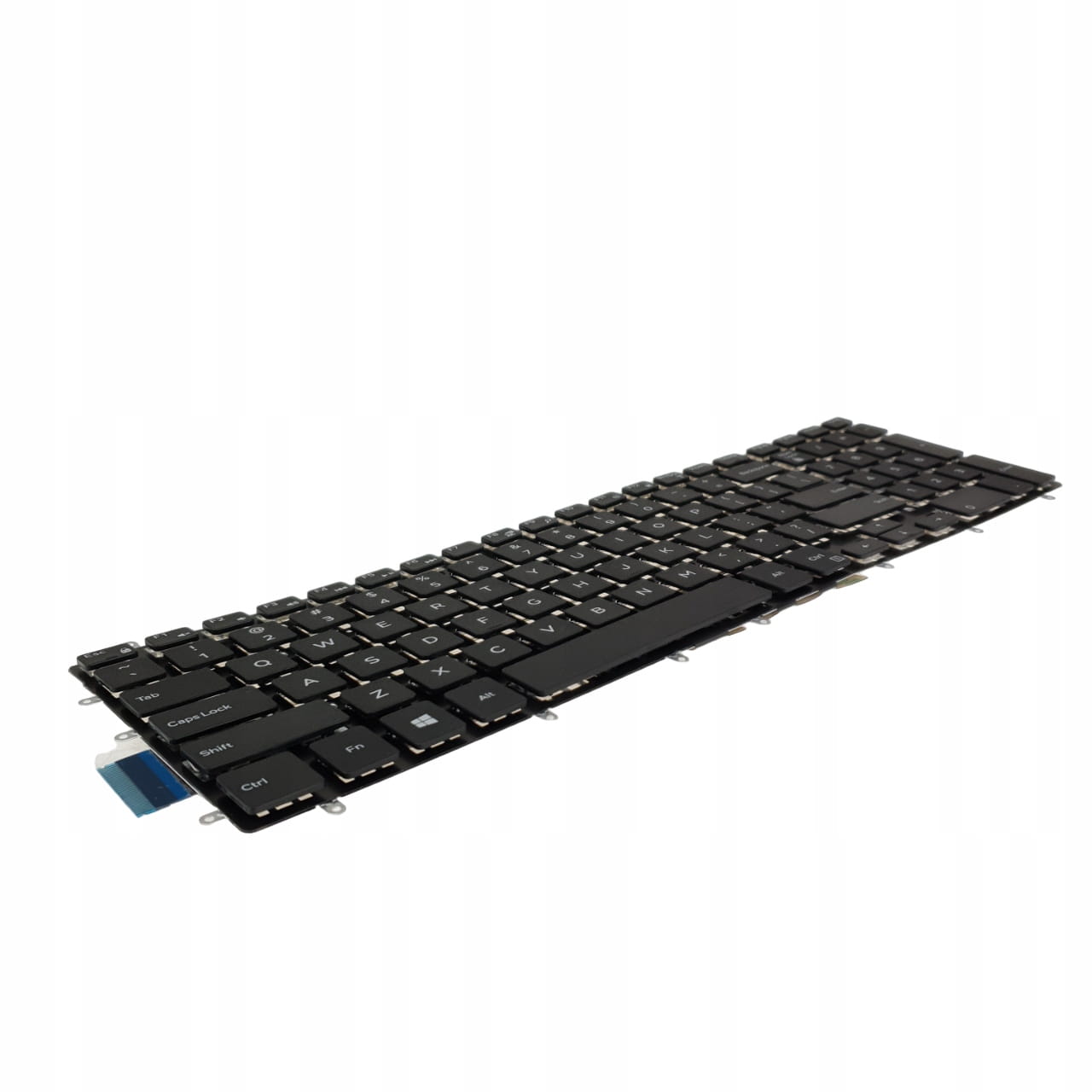 Nowa Klawiatura do Dell Latitude 3500 3590 Vostro 5568 7570 1 Czarna klawiatura do Dell Latitude i Vostro, widok pod kątem z widoczną taśmą złącza
