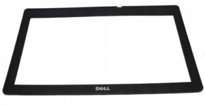 Czarna ramka matrycy Dell E6430 z logo Dell, widok z przodu na białym tle