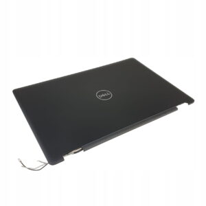 Czarna klapa matrycy Dell Latitude 5590 z logo Dell i przewodami antenowymi