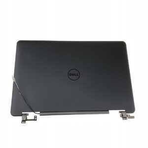 Czarna klapa matrycy Dell Latitude E5540 z logo Dell, zawiasami i przewodem
