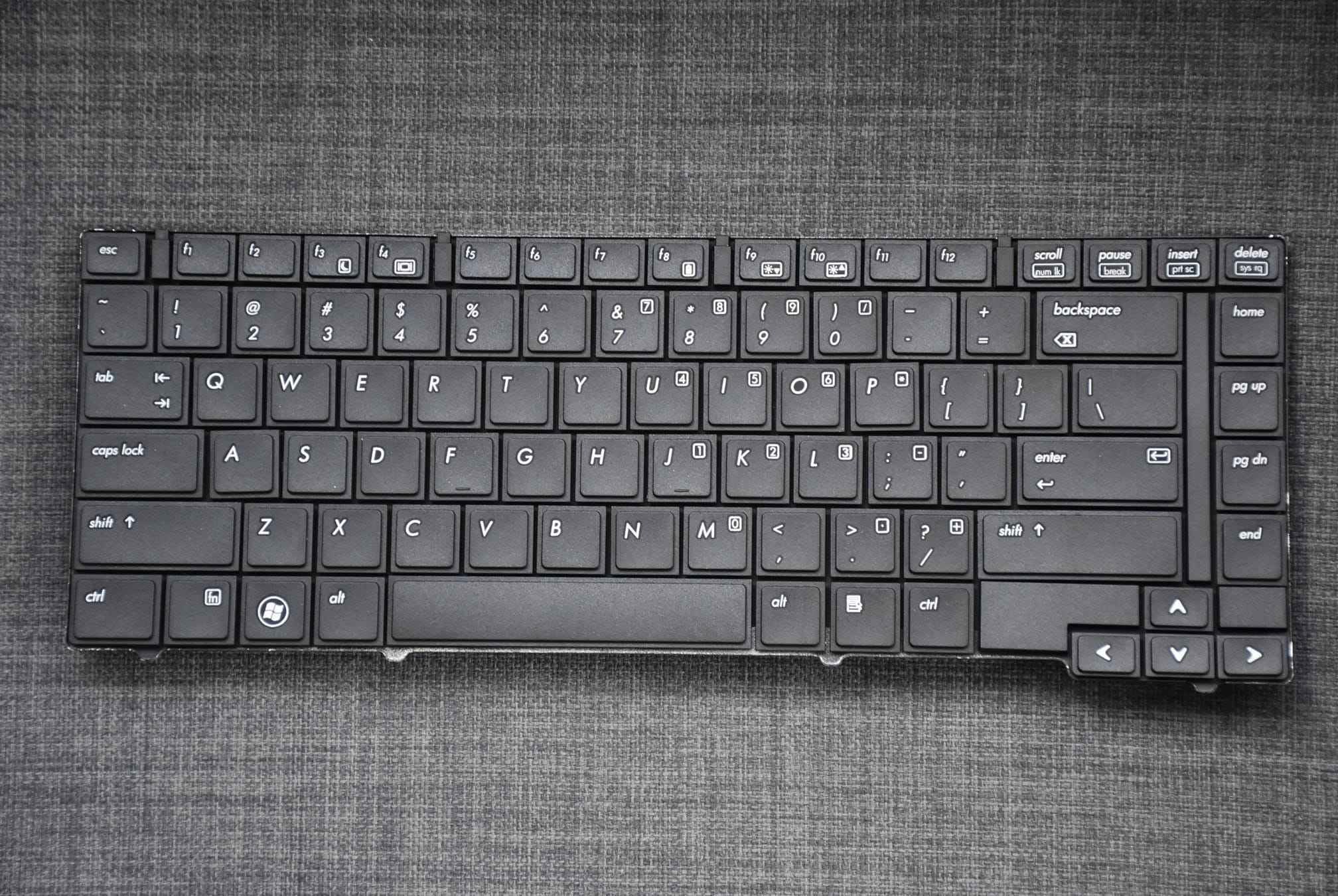 Nowa Klawiatura do HP 6440B 6445B 6450B 6455B 2 Czarna klawiatura laptopowa HP z trackpointem, widok z góry na ciemnym tle