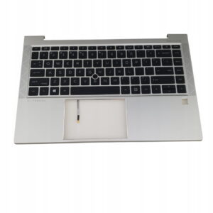 Srebrny palmrest do HP EliteBook 840 i 845 G7/G8 z czarną klawiaturą oraz otworem na touchpad