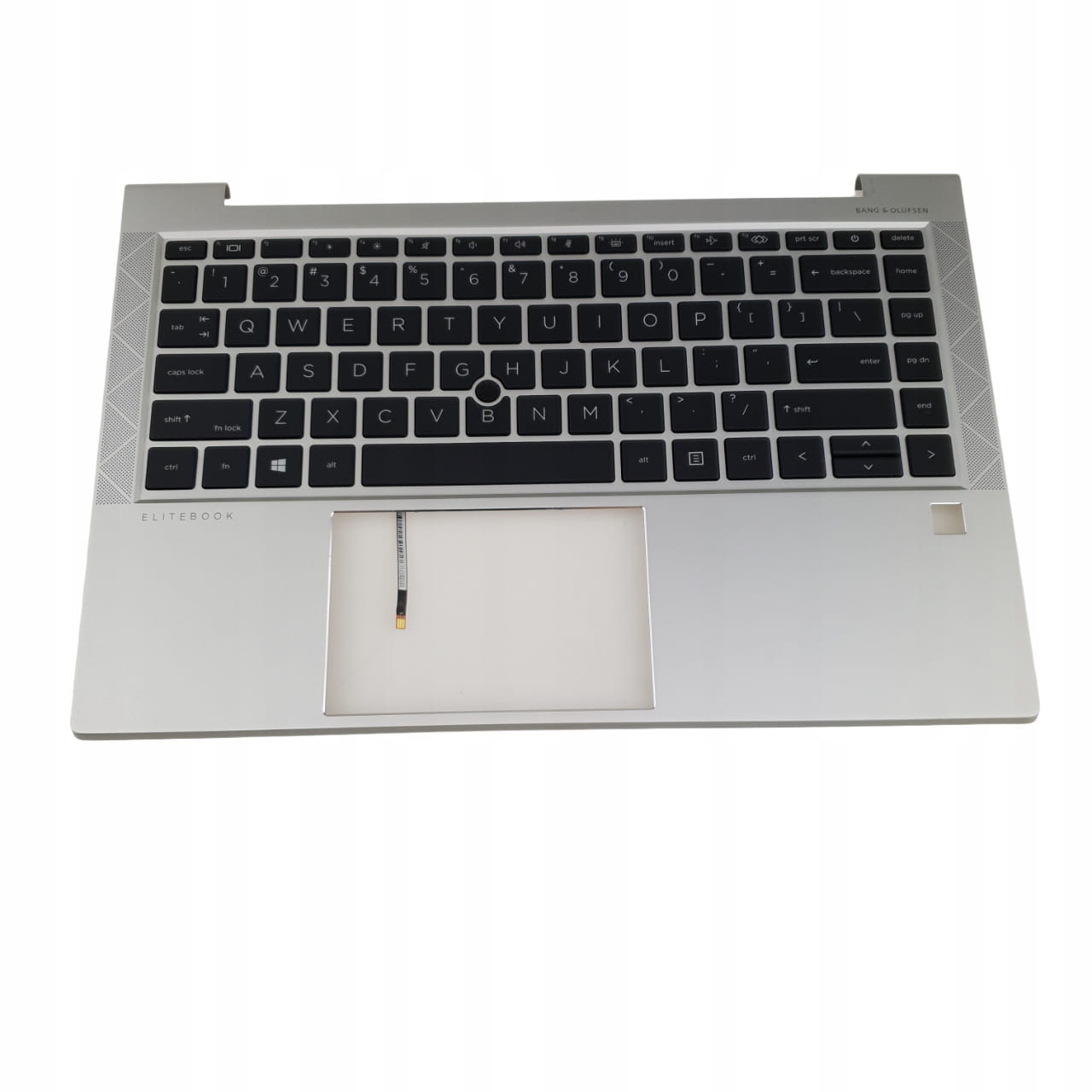 Nowy Palmrest Klawiatura Podświetlana do HP EliteBook 840 845 G7 G8 1 Srebrny palmrest do HP EliteBook 840 i 845 G7/G8 z czarną klawiaturą oraz otworem na touchpad