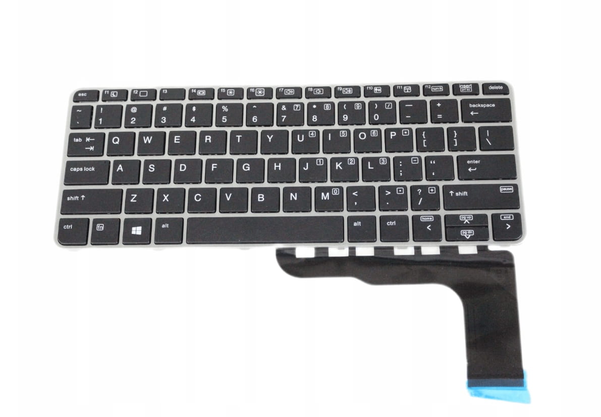 Nowa Podświetlana Klawiatura HP 820 725 G3 G4 1 Klawiatura do HP 820 i 725 G3/G4 z czarnymi klawiszami, srebrną ramką i taśmą połączeniową