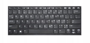 Czarna klawiatura do laptopa HP widoczna od góry na białym tle