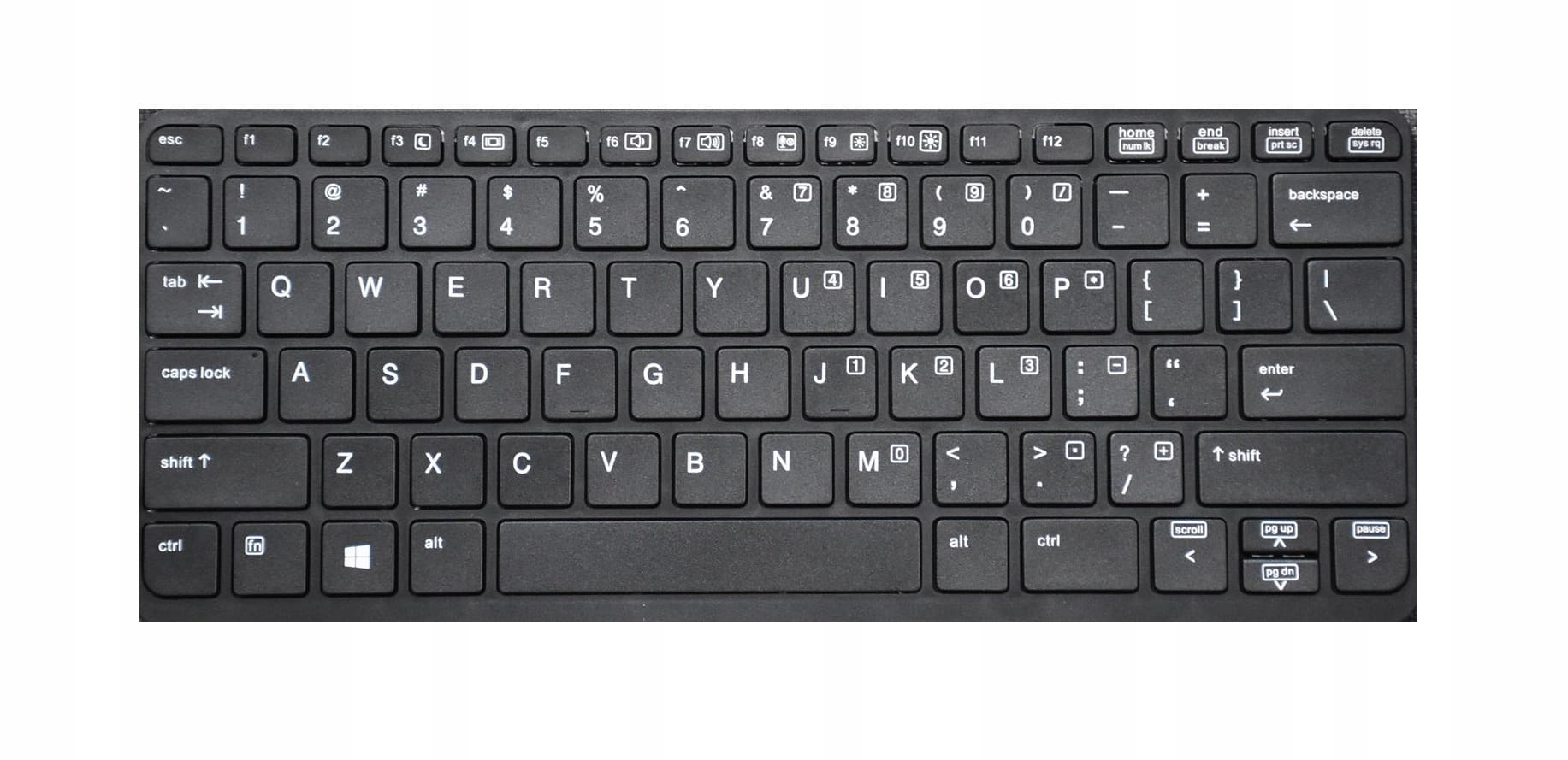 Nowa Klawiatura do HP 720 725 810 820 G1 G2 1 Czarna klawiatura do laptopa HP widoczna od góry na białym tle