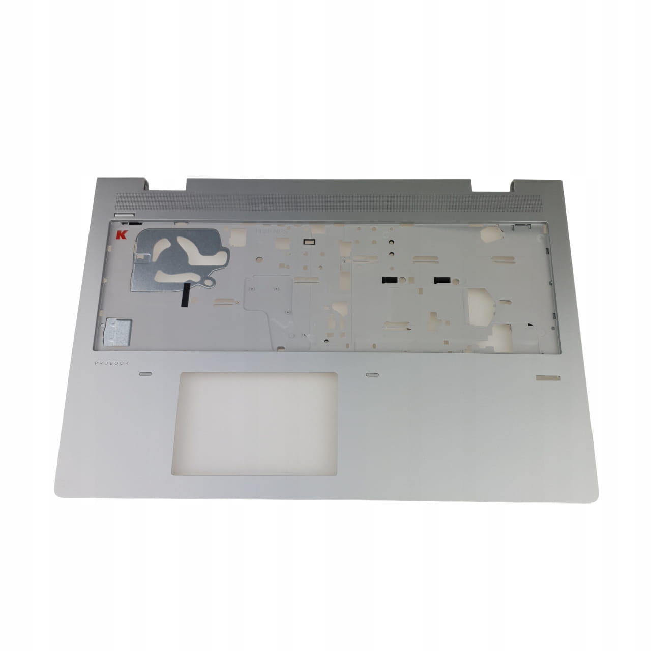 Palmrest do HP ProBook 650 G4 | L09603-001 1 Wewnętrzna strona srebrnego palmrestu do HP ProBook 650 G4 z otworem na touchpad