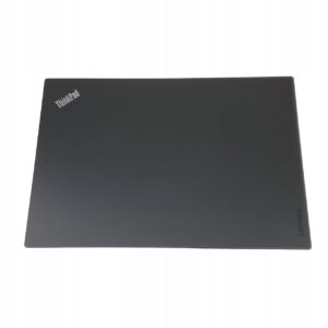 Czarna klapa matrycy Lenovo ThinkPad do T460s i T470s, widok zewnętrzny z logo ThinkPad i Lenovo