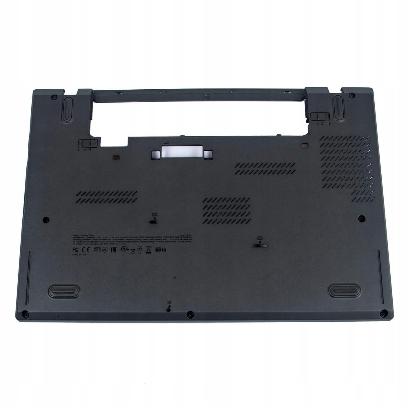 Nowa Dolna Pokrywa Lenovo T440s 1 Czarna dolna pokrywa Lenovo ThinkPad T440s od zewnętrznej strony na białym tle