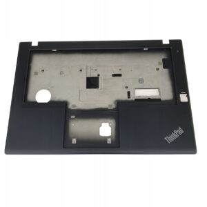Czarny palmrest Lenovo ThinkPad T470 od strony zewnętrznej z logo ThinkPad i otworami montażowymi