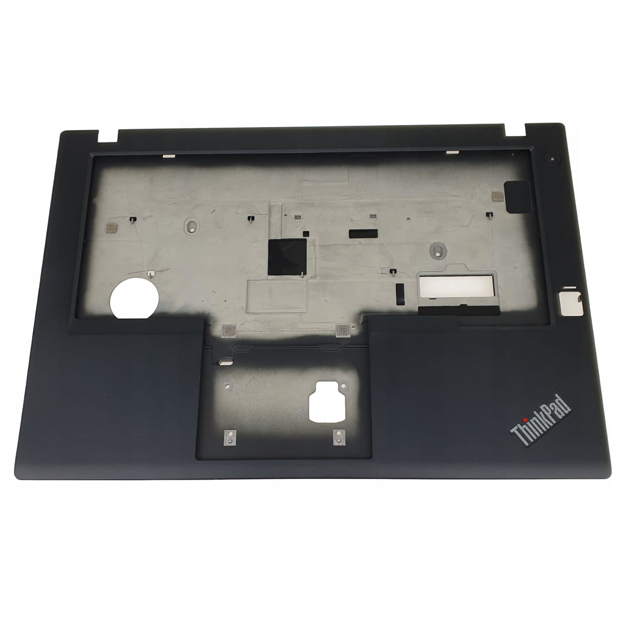 Nowy Palmrest Lenovo ThinkPad T470 1 Czarny palmrest Lenovo ThinkPad T470 od strony zewnętrznej z logo ThinkPad i otworami montażowymi