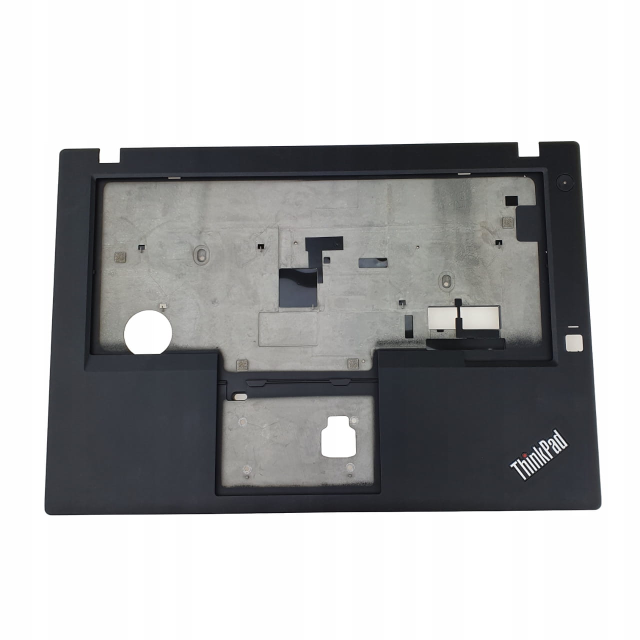 Nowy Palmrest Lenovo ThinkPad T480 1 Wewnętrzna strona czarnego palmrestu Lenovo ThinkPad T480 z logo ThinkPad i otworami montażowymi