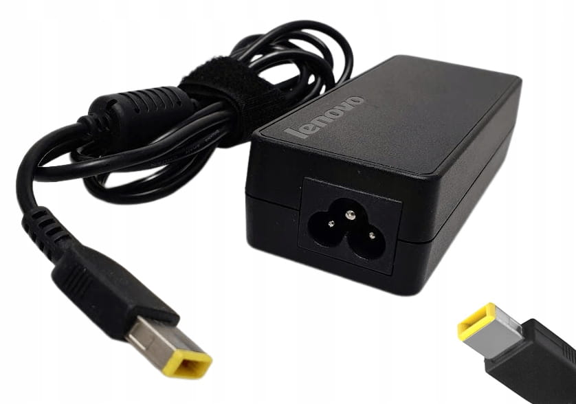 Zasilacz Lenovo 20V 2.25A 45W 1 Zasilacz Lenovo 45W z przewodem i prostokątną żółtą końcówką