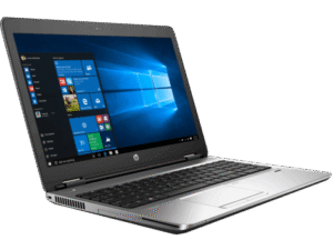 HP ProBook 650 G2 otwarty pod kątem z klawiaturą i ekranem Windows